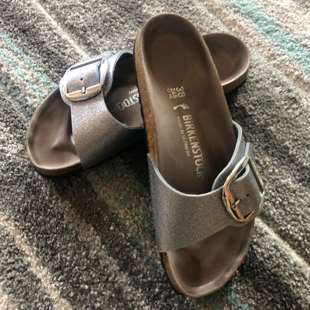 Silver Sparkle Big Buckle Birkenstocks